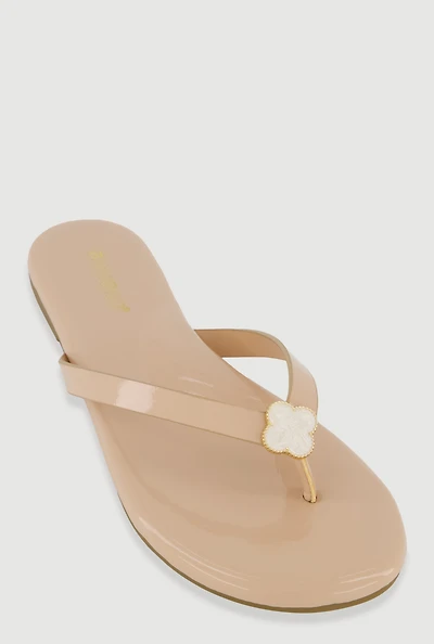 Clover Pendant Thong Slide Sandals