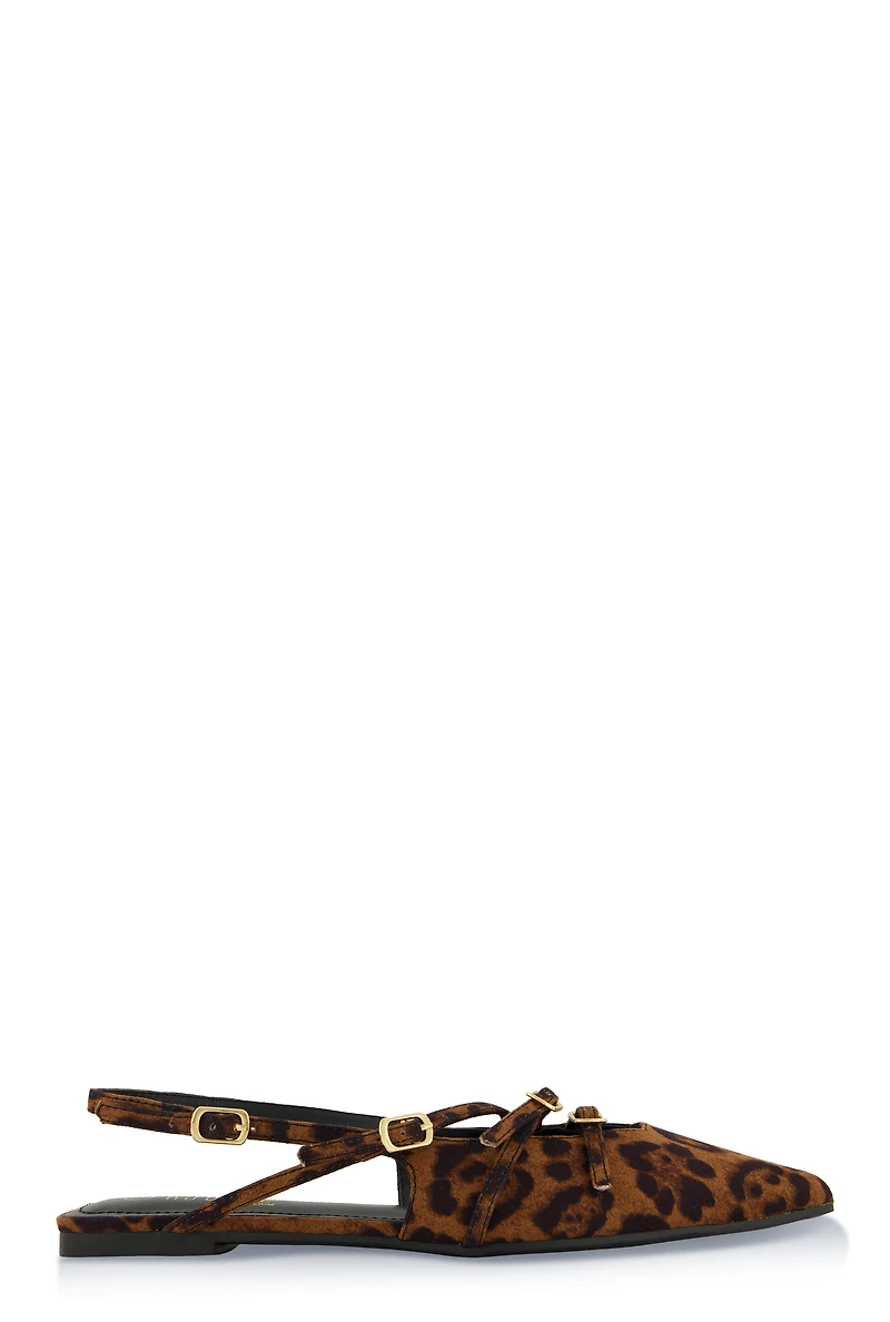 Womens Slingback Buckle Flats, Brown, Size 9