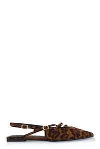Womens Slingback Buckle Flats, Brown, Size 9
