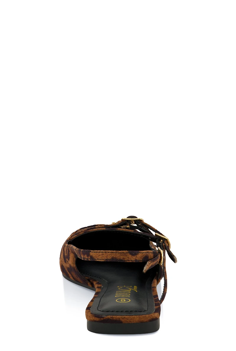 Womens Slingback Buckle Flats,