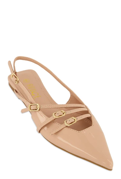 Womens Slingback Buckle Flats,