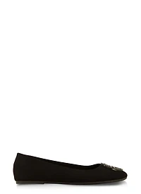 Womens Geo Pendant Flats, Black,