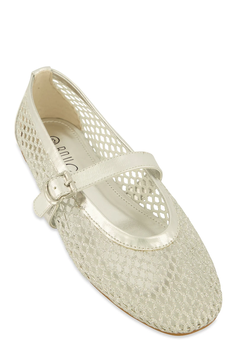 Fishnet Mary Jane Flats