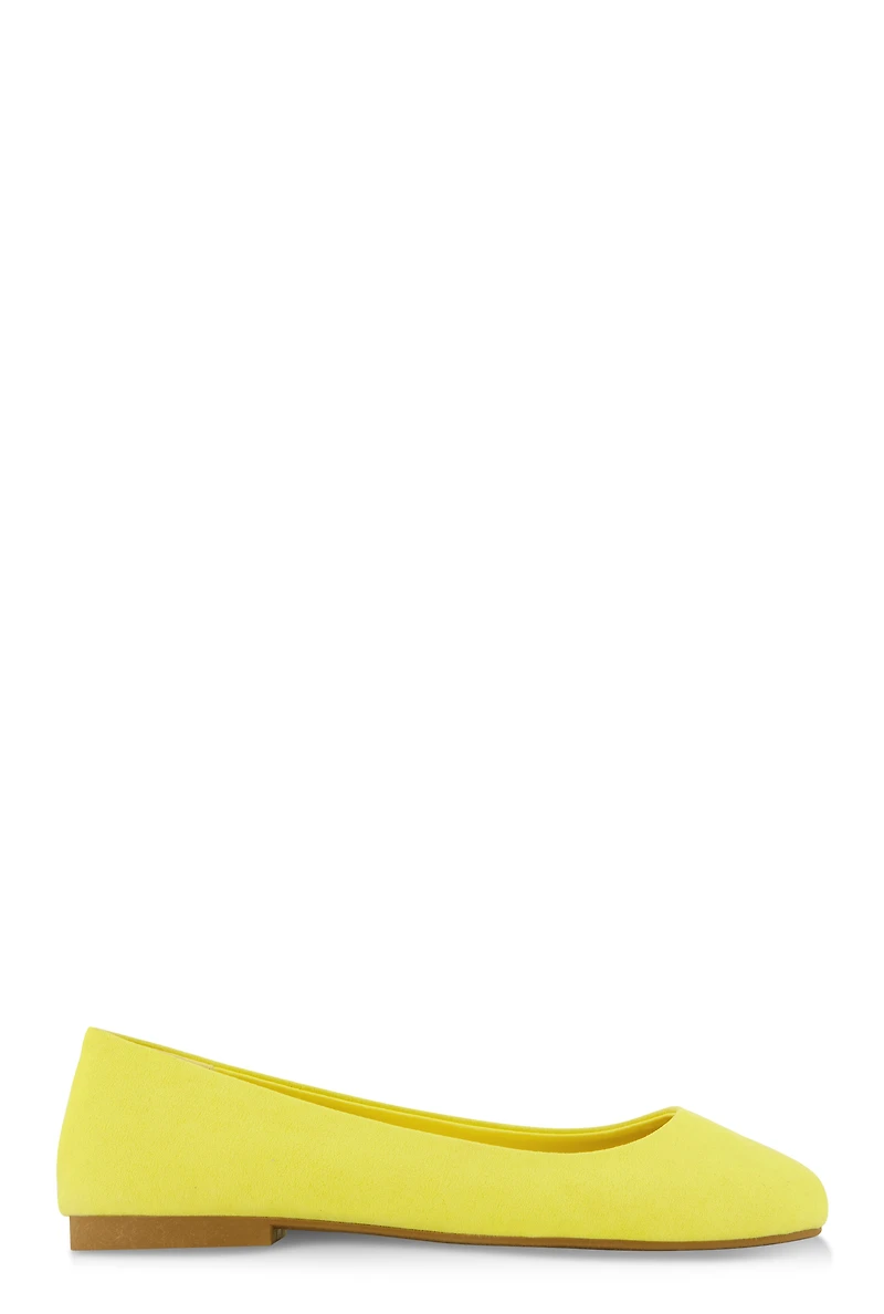 Womens Round Toe Ballet Flats, Yellow, Size 6