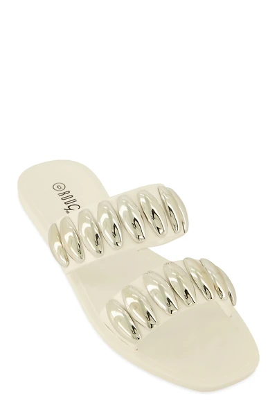 Studded Double Band Jelly Sandals