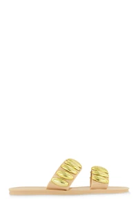 Womens Studded Double Band Jelly Sandals, Beige, Size 11