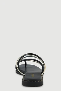 Metallic Asymmetrical Strappy Toe Loop Sandals