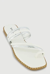 Metallic Asymmetrical Strappy Toe Loop Sandals