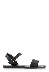 Womens Contrast Stitch Ankle Strap Sandals, Black, Size 11
