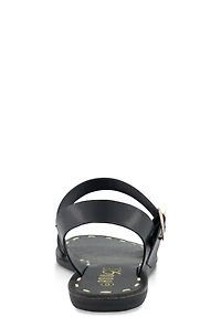 Womens Contrast Stitch Ankle Strap Sandals, Black, Size 11