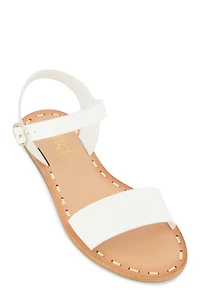 Contrast Stitch Ankle Strap Sandals