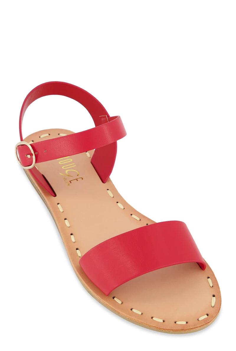 Contrast Stitch Ankle Strap Sandals