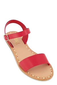 Contrast Stitch Ankle Strap Sandals