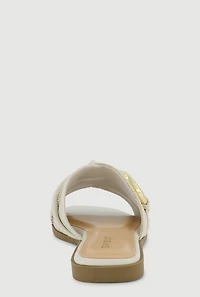 Metallic Ring Knot Detail Open Toe Slide Sandals