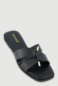 Tie Knot Detail Cut Out Band Slide Sandals