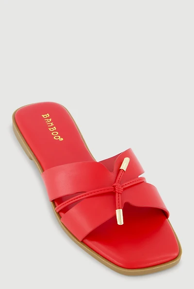 Tie Knot Detail Cut Out Band Slide Sandals