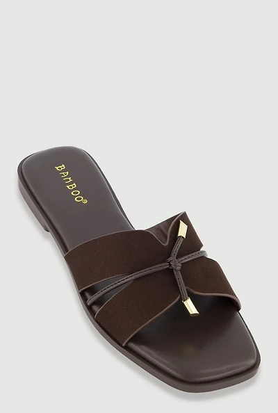 Tie Knot Detail Cut Out Band Slide Sandals