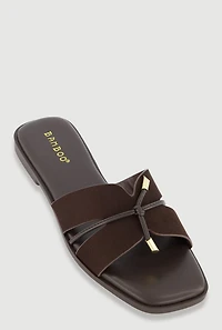 Tie Knot Detail Cut Out Band Slide Sandals