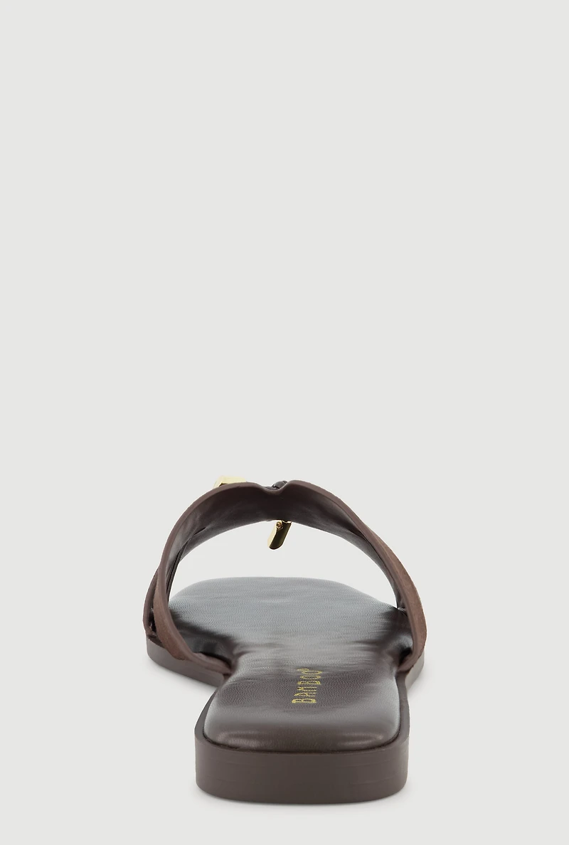 Tie Knot Detail Cut Out Band Slide Sandals