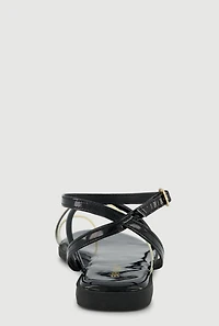 Metallic Strappy Toe Loop Sandals