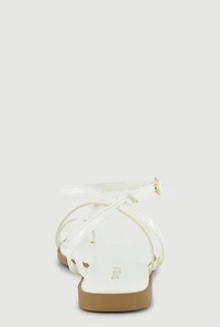 Metallic Strappy Toe Loop Sandals