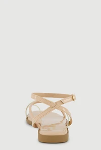 Metallic Strappy Toe Loop Sandals