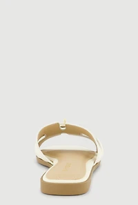 Metallic Pendant Cut Out Band Slide Sandals