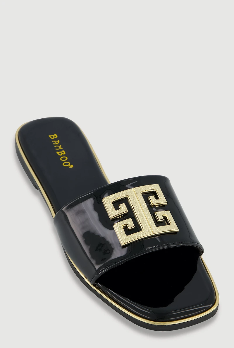 Geometric Pendant Band Slide Sandals