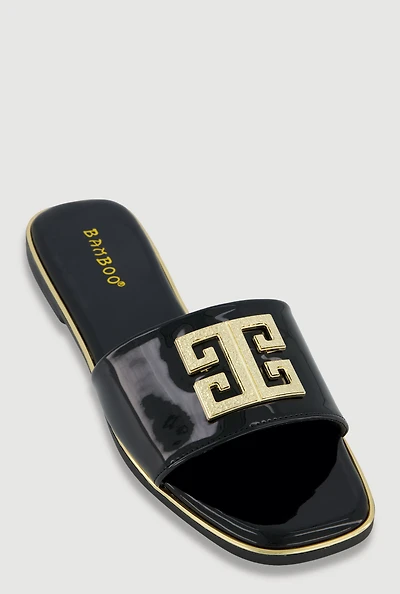 Geometric Pendant Band Slide Sandals