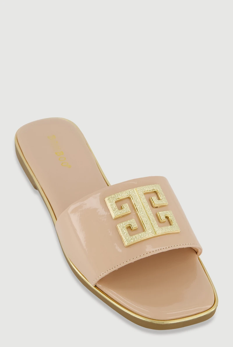 Geometric Pendant Band Slide Sandals