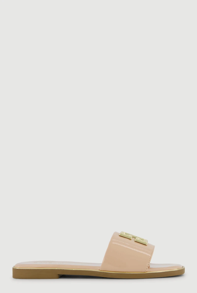 Geometric Pendant Band Slide Sandals