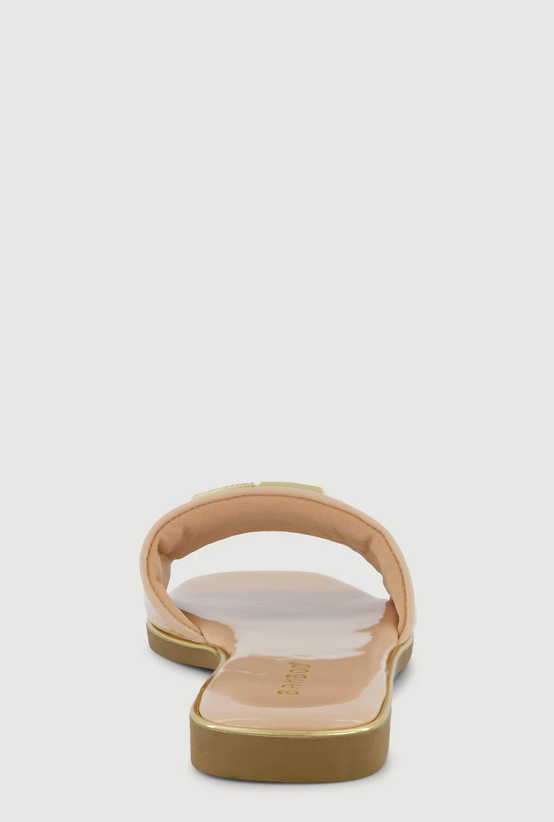 Geometric Pendant Band Slide Sandals