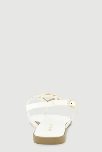 Metallic Loop Pendant Ankle Strap Thong Sandals