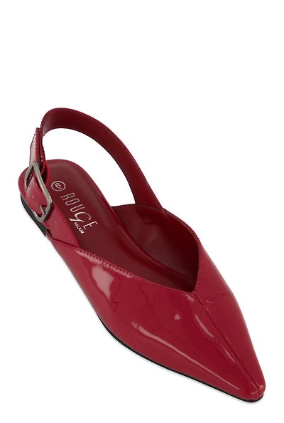 Womens Buckle Slingback Flats, Red, Size 6