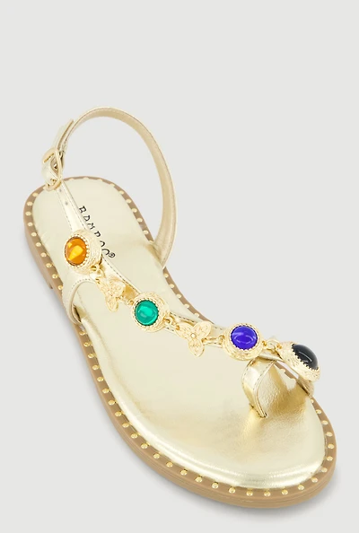 Charm Detail Toe Loop Sandals