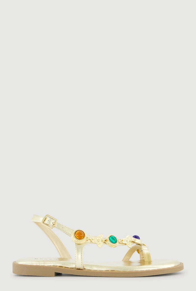 Charm Detail Toe Loop Sandals