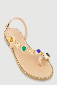 Charm Detail Toe Loop Sandals