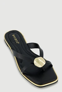 Metallic Pendant Thong Slide Sandals