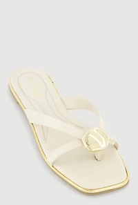 Metallic Pendant Thong Slide Sandals