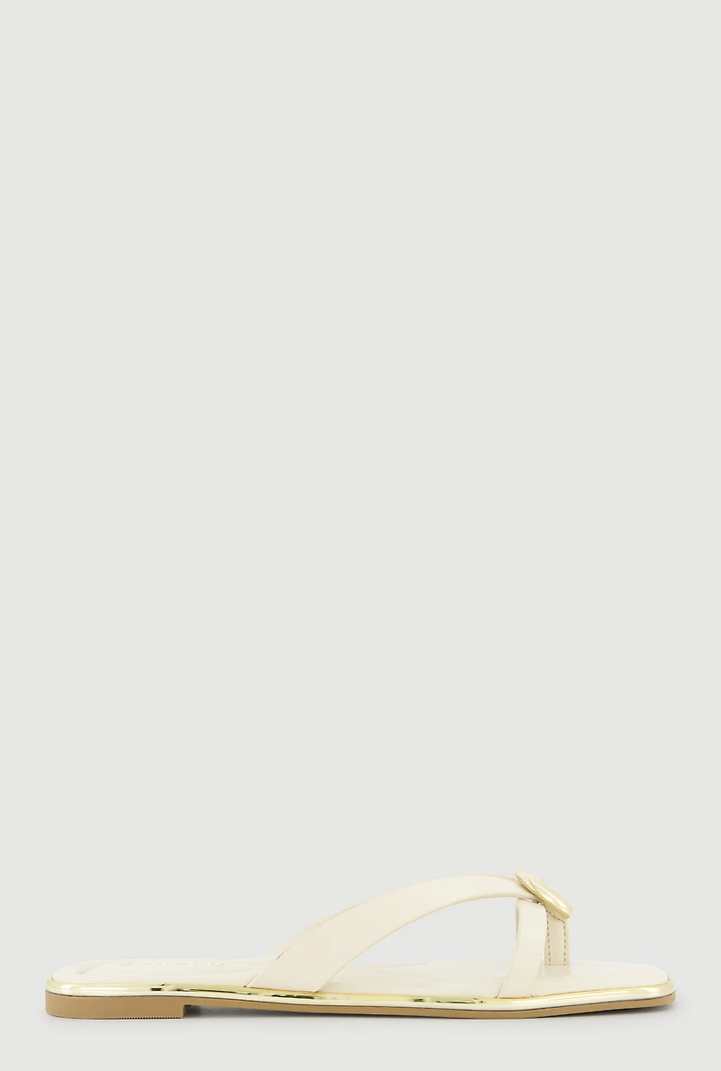 Metallic Pendant Thong Slide Sandals