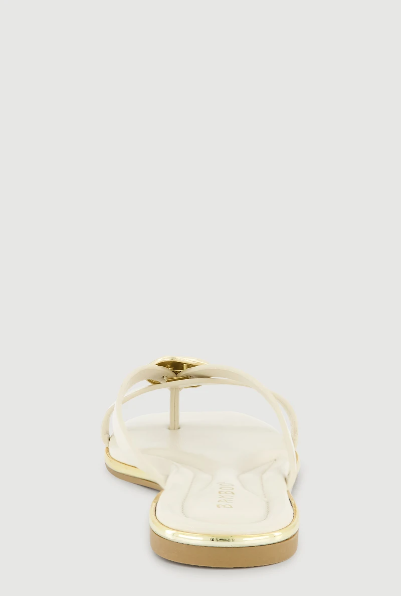 Metallic Pendant Thong Slide Sandals