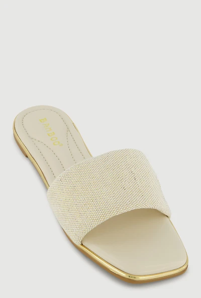 Metallic Trim Single Band Slide Sandals