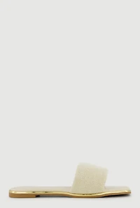 Metallic Trim Single Band Slide Sandals