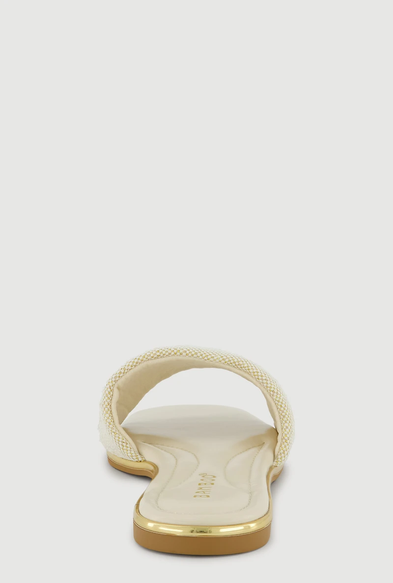 Metallic Trim Single Band Slide Sandals