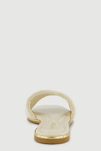 Metallic Trim Single Band Slide Sandals