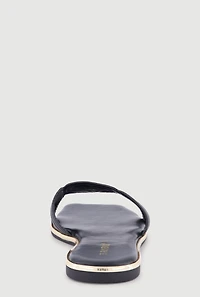 Geometric Band Metallic Trim Open Toe Sandals