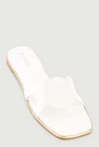 Geometric Band Metallic Trim Open Toe Sandals