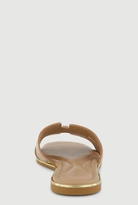 Metallic Trim H Band Slide Sandals