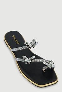 Rhinestone Butterfly Toe Loop Sandals