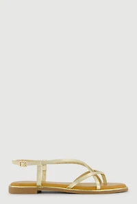 Faux Leather Strappy Toe Loop Sandals